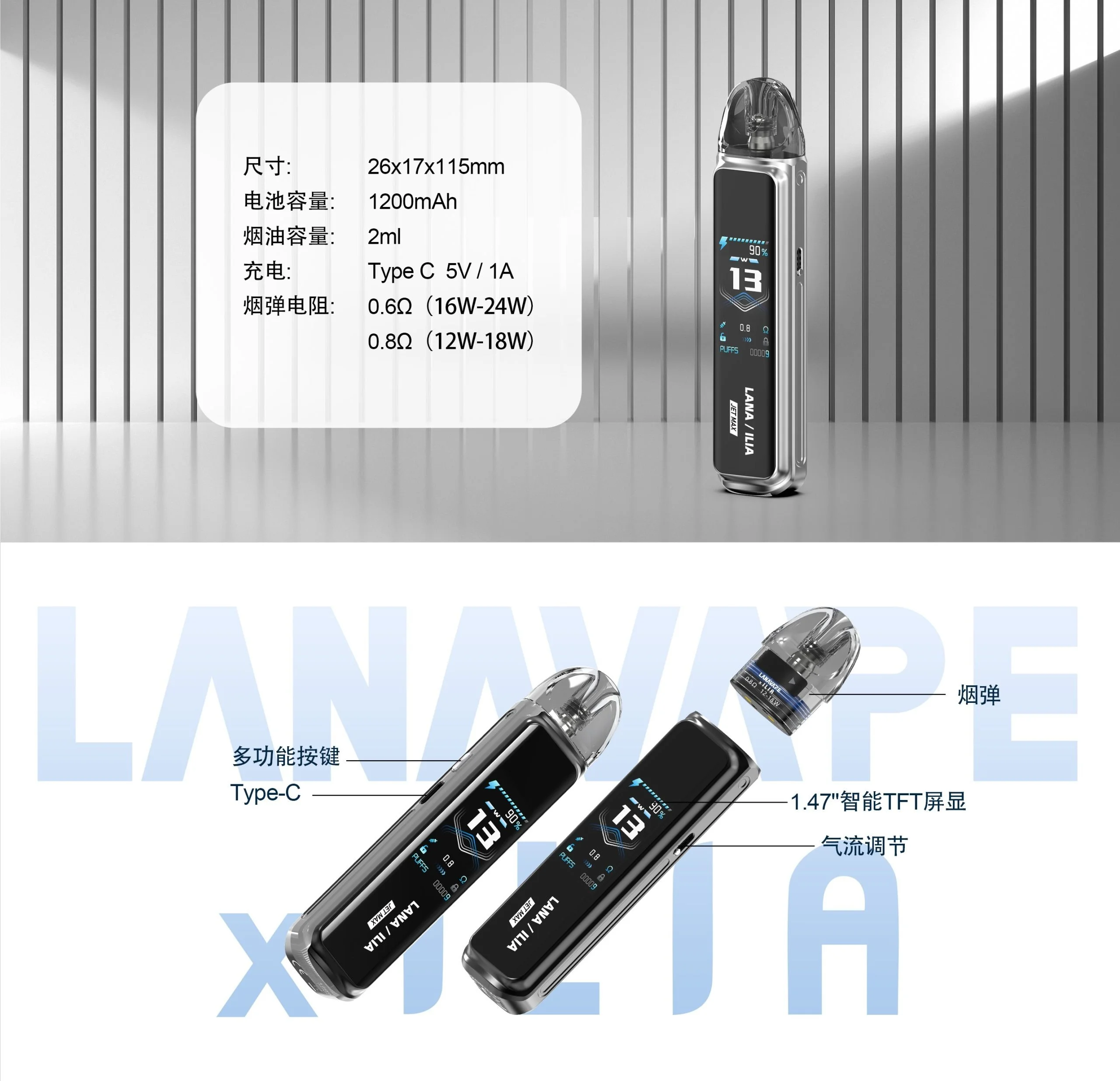LANA JET MAX 30W 側注油主機套裝：1.47吋大螢幕 · 台灣現貨